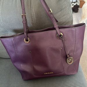 Michael Kors Purple Faux Leather Tote